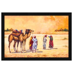 Framed Wall Art ArtX Paper Village Scene Multicolor <b>Nature</b> <b>Painting</b> 18.5 X 12.5 Inches Living Room Decor - Product Image 6