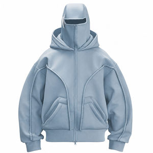 Futuristic utility <b>hoodie</b> featuring a full <b>zip</b> front sculpted hood and functional <b>pockets</b> for an elevated urban look - Product Image 1