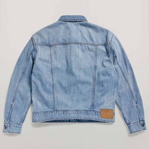 Light blue <b>denim</b> <b>jacket</b> for <b>men</b> button up casual outerwear custom breathable seamless gym sport fitness streetwear coat - Product Image 2