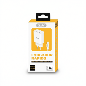 S&N Rapid Charger 3.1A Dual <b>USB</b> <b>Type</b> <b>C</b> <b>Cable</b> Included Fast <b>Charging</b> - Product Image 2