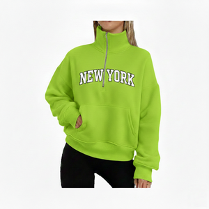 Sudadera de invierno personalizada para mujer con cuello simulado y cremallera, 400g, forro de Spandex/Algodón, estilo urbano, venta al por mayor, estampado Delta - Product Image 4