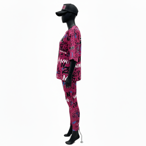 Conjunto Deportivo para Mujer, Camiseta y Leggings, 200 GSM, Tela Elástica de Poliéster y Spandex, Sublimación, Logotipo Personalizado - Product Image 3