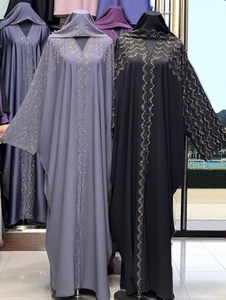 New Dubai Beautiful Black Traditional Islamic Women's Saudi Arabian <b>Abaya</b> Spring Polyester Breathable Ankle Length Muslim Wear - Product Image 1