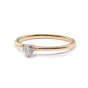Bague en or pour femme avec diamant de laboratoire taille cœur de 0,25 ct certifié IGI, minimaliste, solitaire à 3 griffes, bande fine, bague de promesse - Product Image 4