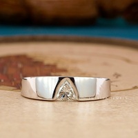 Anillo de Lujo para Hombre, Chapado en Oro de 14K, con Diamante Corte Trillón, Joyería de Moda, Anillo de Compromiso, Certificado IGI