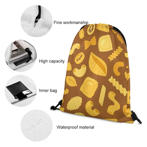 Bolsa Deportiva con Cordón, Estampado de Pasta, Mochila Tipo Saco, Poliéster Reciclable, 50-70L, Logotipo Personalizado para Gimnasio y Viajes - Product Image 3