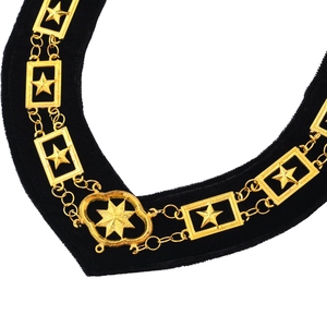 Collier maçonnique OES Étoile d'Orient en velours noir avec chaîne dorée, accessoire de regalia fraternel personnalisé en métal artisanal - Product Image 2