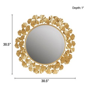 Ginkgo <b>Leaf</b> <b>Wall</b> Mirror – Luxury Gold Floral Decorative Mirror for Living Room, Bedroom & Home <b>Decor</b> - Product Image 3