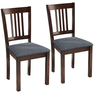 Set di 2 Sedie da Pranzo in Lino Grigio Espresso, Sedie da Cucina con Gambe in Legno di Gomma Rimovibili per Soggiorno e Sala da Pranzo - Product Image 2
