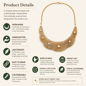 Collier statement en corne naturelle véritable fait main, vente en gros, personnalisé OEM ODM, avec clous dorés, bijoux de mode DECORYUG - Product Image 3
