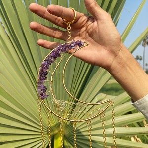 Amethyst Moon Wind Chime Hanging for Home Decor Reiki Healing Feng Shui | Handmade <b>Crystal</b> <b>Tree</b> Life Pattern Seven Chakra Brand - Product Image 3