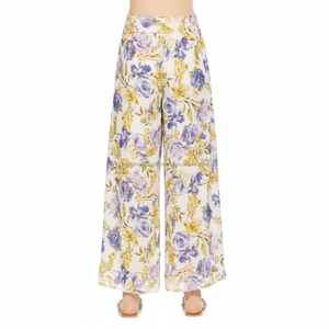 Pantalons palazzo pour femmes, jambes larges, imprimés floraux, cordon de serrage, fabrication sur mesure, vente en gros - Product Image 2