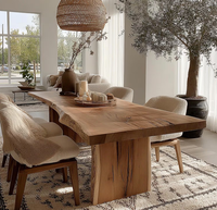 Ensemble de table à manger en bois de haute qualité, table en bois massif en noyer d'Amérique du Sud avec finition époxy, table à manger unique