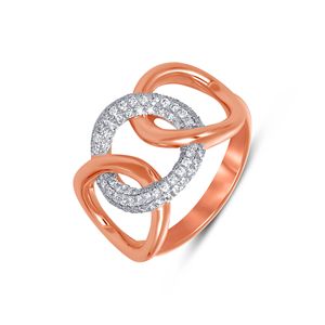 Bague de fiançailles Infinity Connection en or rose 14 carats avec diamant de laboratoire taille brillant rond et grappe de diamants Infinity - Product Image 1