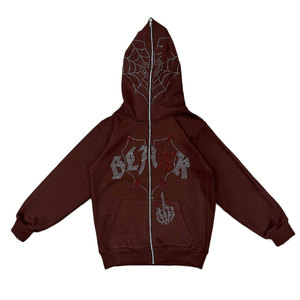 Sudadera con Capucha de Algodón y Forro Polar para Mujer, Diseño de Araña con Pedrería, Estilo Vintage, Transpirable, para Verano/Otoño/Invierno - Product Image 1