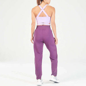 Pantalon pour femme à taille élastique, longueur cheville, grande taille, en coton et lin - Product Image 5