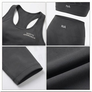 Conjunto de Yoga de 2 Piezas North Approach, Cierre Frontal Completo, Color Negro Sólido, Absorbe el Sudor, Ropa Deportiva para Mujer - Product Image 4