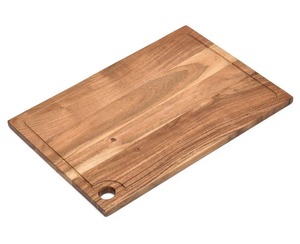 Planche à découper en bois d'acacia de haute qualité, grande, avec rainure pour les jus, réversible, épaisse, faite à la main, écologique, artisanat en bois brun - Product Image 1