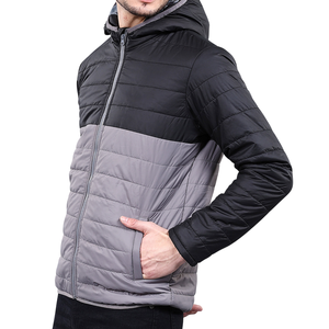 Wholesale 100% Nylon Puffer <b>Jacket</b> for <b>Men</b>-Warm Stand Collar Hooded Smooth Zippers Clean Look - Product Image 3