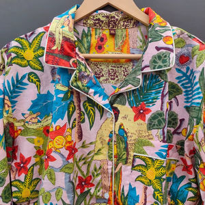 Conjunto de Pijama Coordinado con Estampado Animal para Mujer de Naaz Textile, Ropa de Dormir Informal de Verano, Suave y Transpirable, 100% Algodón, Camisón hasta la Rodilla - Product Image 1