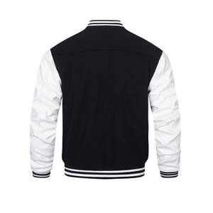 Veste bomber universitaire en laine de baseball de haute qualité personnalisée 2025 avec manches en cuir véritable pour hommes - Product Image 4