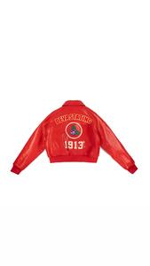 Delta |   Sigma |   Veste bomber en similicuir rouge respirante de la sororité Theta, avec lettres grecques, pour femmes - Product Image 5