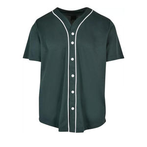 Maillot de baseball uni pour homme avec logo OEM personnalisé, vert foncé, bordure blanche, streetwear hip-hop, maillot léger pour équipe athlétique - Product Image 1