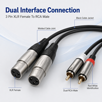 Câble adaptateur audio OEM personnalisé double XLR femelle 3 broches vers double RCA mâle, câbles XLR de microphone de haute qualité pour mixeur et amplificateur
