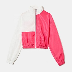 Veste sportive pour femme à blocs de couleur, manches longues, col montant, fermeture éclair, respirante, en polyester, style printemps-été - Product Image 2
