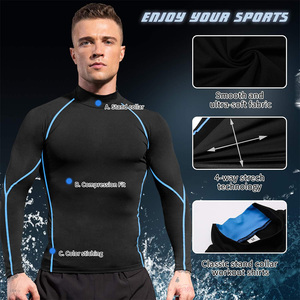 T-shirt de compression à manches longues pour homme, personnalisable, coupe ajustée, vêtements de sport pour la course à pied, l'entraînement et la remise en forme - Product Image 2