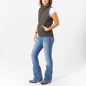 Chaleco Cortavientos Sin Mangas para Mujer con Cierre de Cremallera y Bolsillos, Color Gris Oscuro Sólido, para Uso en Exteriores - Product Image 1