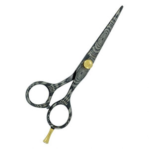 Professional Salon <b>Barber</b> Scissors Gold Screw Black Coating Sharp <b>Blade</b> German Stainless Steel Right-Handed Hair Cutting Shears - Product Image 2