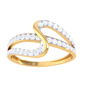 แหวนเพชรรูปทรง S หรูหราสีทองสำหรับผู้หญิง - ของขวัญวันครบรอบแต่งงาน - Product Image 2