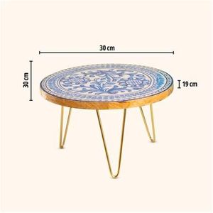 Soporte Redondo Azul y Blanco para Tartas, Plato Floral para Postres, Plato de Bambú para Mesa de Té, Apto para Lavavajillas, para Exhibición de Repostería en Fiestas y el Hogar - Product Image 2