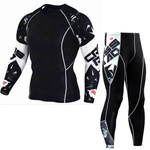 Custom Logo <b>Men's</b> UV Protection Rash Guard Set Long Sleeve <b>Shirt</b> Trousers UPF50+ Quick Dry <b>Compression</b> Sports Swimwear - Product Image 1