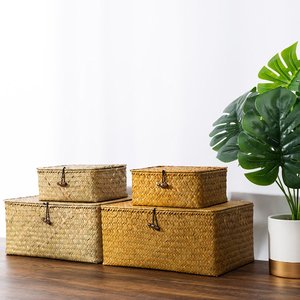 Boîtes décoratives en jonc de mer naturel pour invités, boîte à bonbons de mariage tressée à la main - Product Image 4