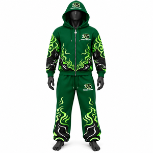 Custom Winter Tracksuit <b>2</b> <b>Piece</b> Zip Up Hoodie Jogger <b>Pants</b> Regular Fit Sportswear <b>Set</b> - Product Image 3