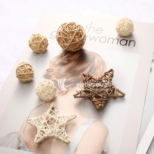 Ornements en osier, ensemble étoile et boule en rotin, accessoires décoratifs artisanaux pour sapin de Noël, mariage et décoration intérieure - Product Image 3