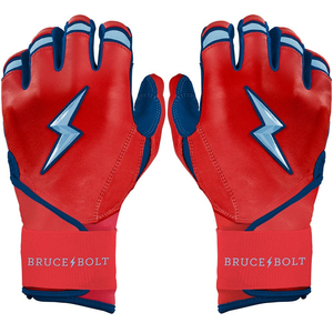 Bruce <b>Bolt</b> Blue Leather Batting Gloves Full Finger Durable Ambidextrous Training Adult Unisex - Product Image 4
