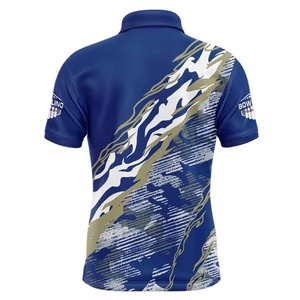 100% Polyester Custom Colors Men's Sporty <b>Bowling</b> for Polo Shirt New Colorful Lightning Design - Product Image 4