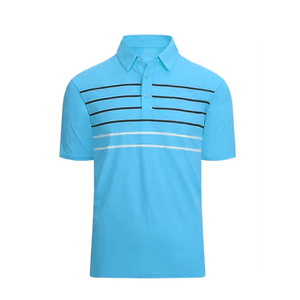 Polo à manches courtes pour homme avec logo personnalisé, respirant, séchage rapide, rayé, pour le golf - Product Image 4