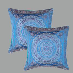 Funda de cojín de brocado de seda 100% bordada a mano india, funda de almohada individual cuadrada, patrón de Mandala para hoteles, venta al por mayor - Product Image 3