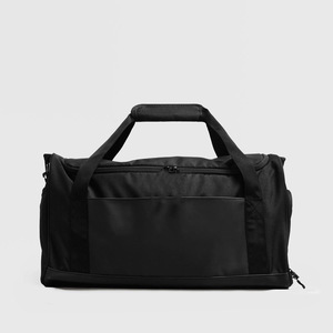 Unisex Black Polyester Waterproof Gym Duffle <b>Bag</b> Zipper Closure Shoe Compartment Adjustable Strap Customized Logo <b>20L</b> Capacity - Product Image 1