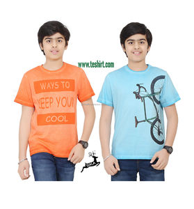 T-shirt à manches courtes et col rond pour enfants, imprimé à la mode, 100% coton, pour garçons, vente en ligne, articles en stock, inde - Product Image 2