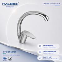 Robinet thermostatique ITALOMIX moderne et classique, monocommande, en alliage de zinc, col long, pour évier de cuisine, finition polie, avec cartouche céramique, à poser sur le comptoir