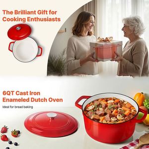 Pentola Olandese da 6 Quarti con Coperchio e Doppi Manici per Stufati e Arrosti - Product Image 2