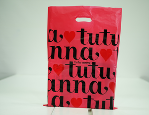 Red Die Cut Handle <b>Plastic</b> Shopping <b>Bags</b> - Product Image 4