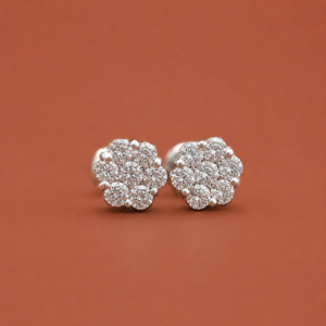 Floral <b>Moissanite</b> <b>Earring</b> for Women, Sparkling Cluster Design, Elegant Everyday Jewelry - Product Image 2