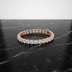 Pulsera de Diamantes Cultivados en Laboratorio Redondos Clásicos en Oro Rosa en Oro de 14K y 18K, Joyería Fina Elegante y de Lujo para Mujer - Product Image 3