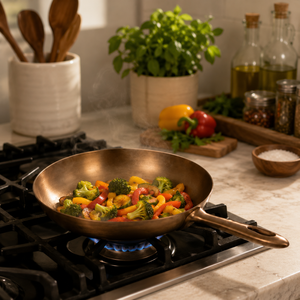 Sartén de Cobre Martillado Hecha a Mano con Mango de Latón, Utensilio de Cocina, Fabricante y Proveedor OEM ODM - Product Image 4